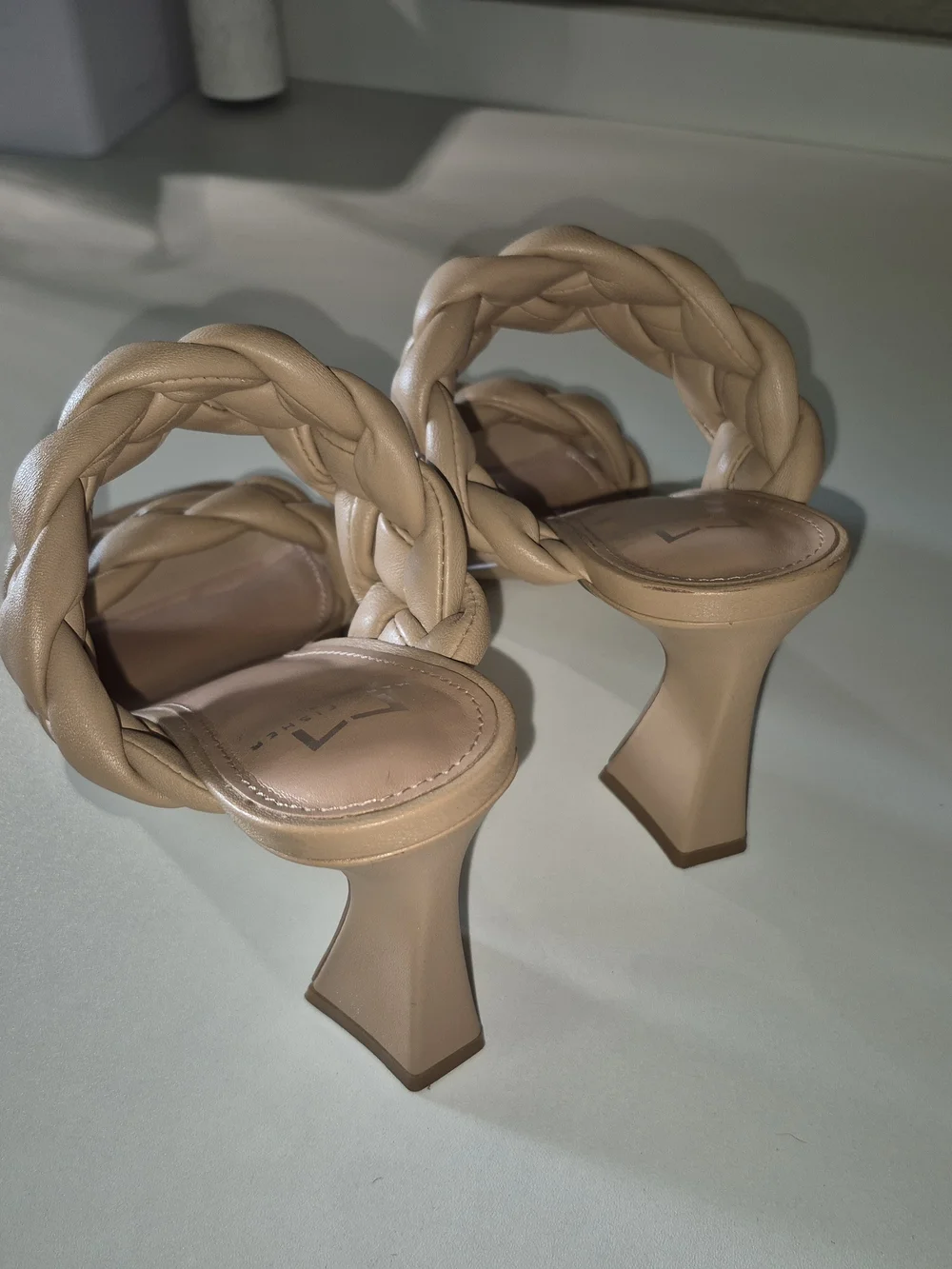 Marc Fisher LTD Braided Cognac Block Heel Sandals Heels - Picture 4 of 7